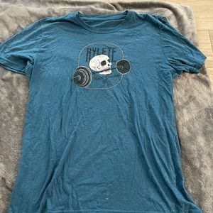 blue Hylete workout t-shirt